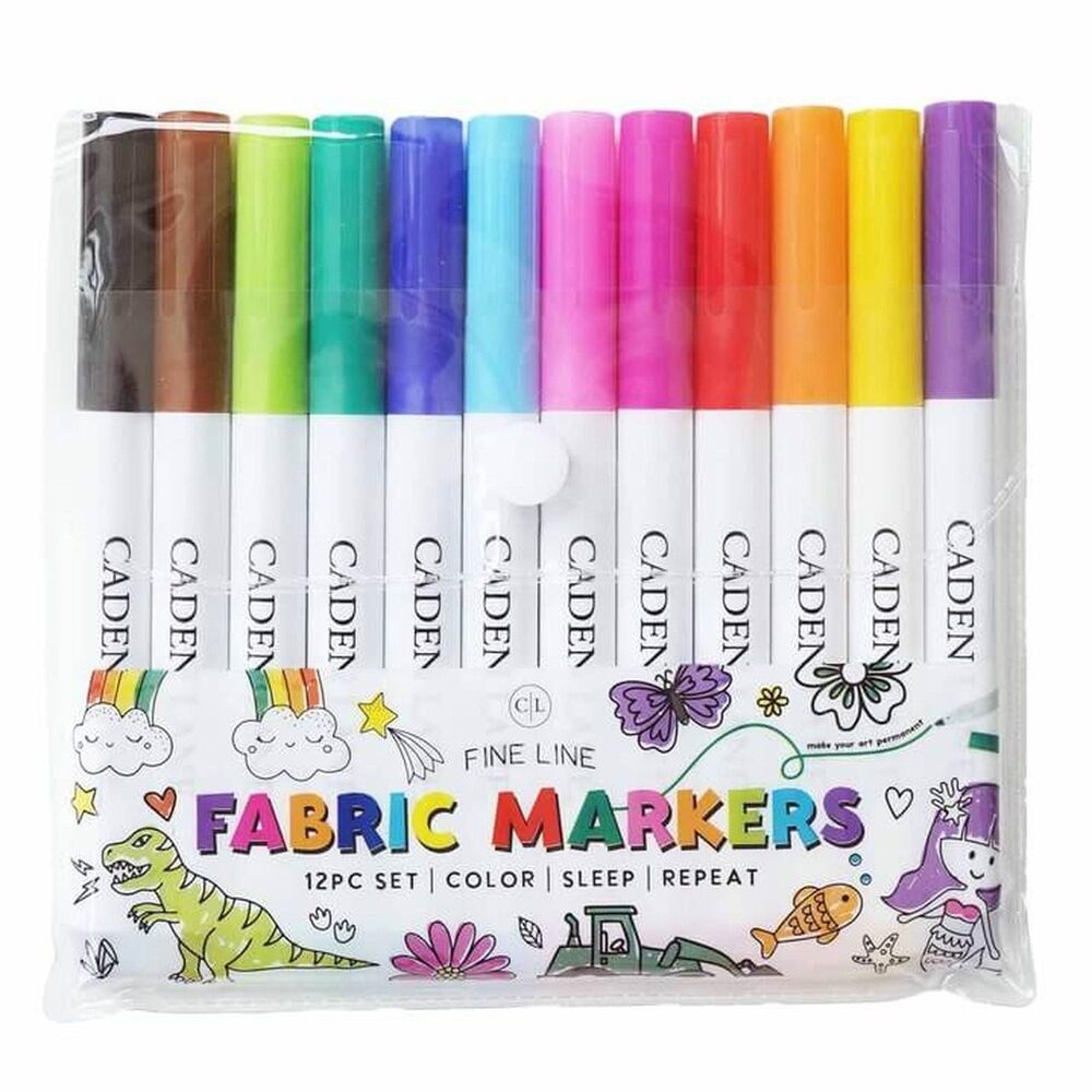 Caden Lane Fabric Markers 12 Pack Fine Tip Permanent Color Textile Craft Pens